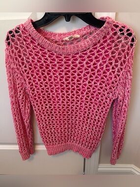 Jessica Simpson Girls Pink Open-Knit Sweater- M